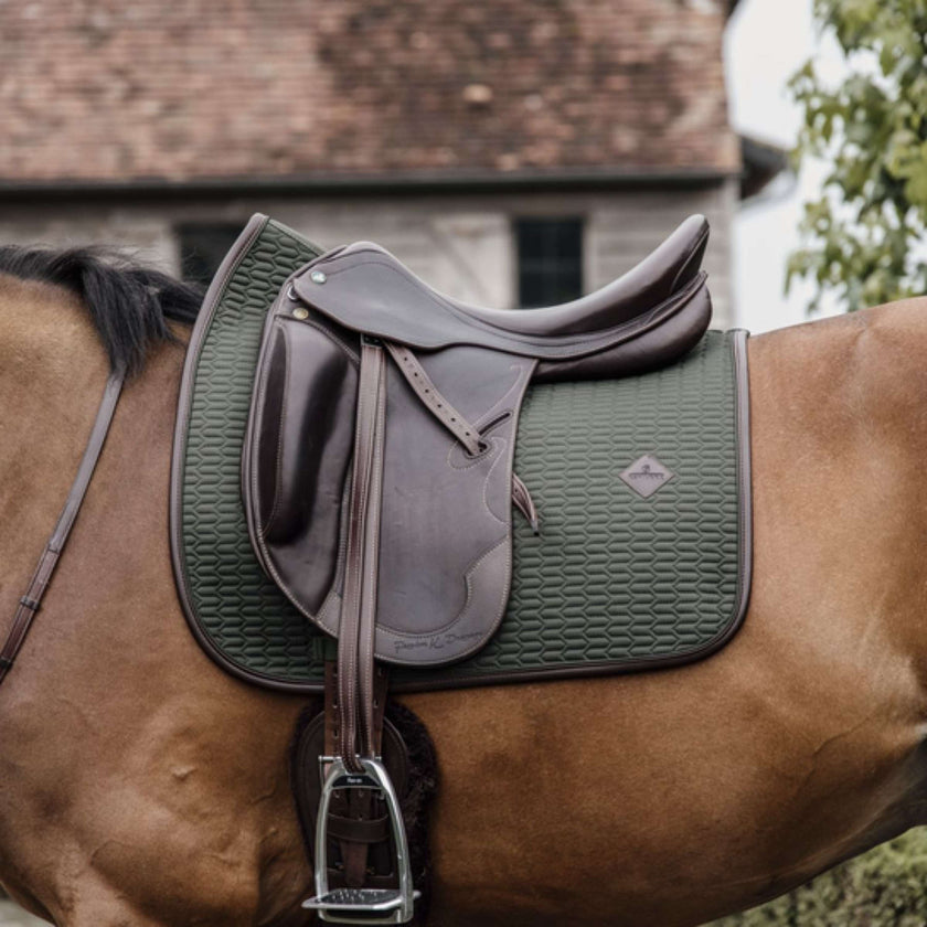 Kentucky Horsewear Saddlepad Color Edition Leather Dressage Olive