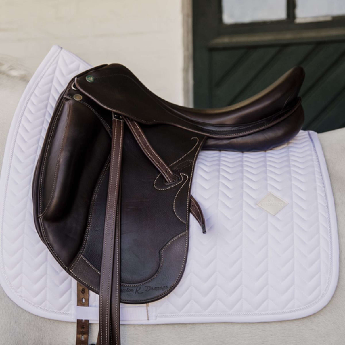 Kentucky Horsewear Saddlepad Fishbone Dressage White