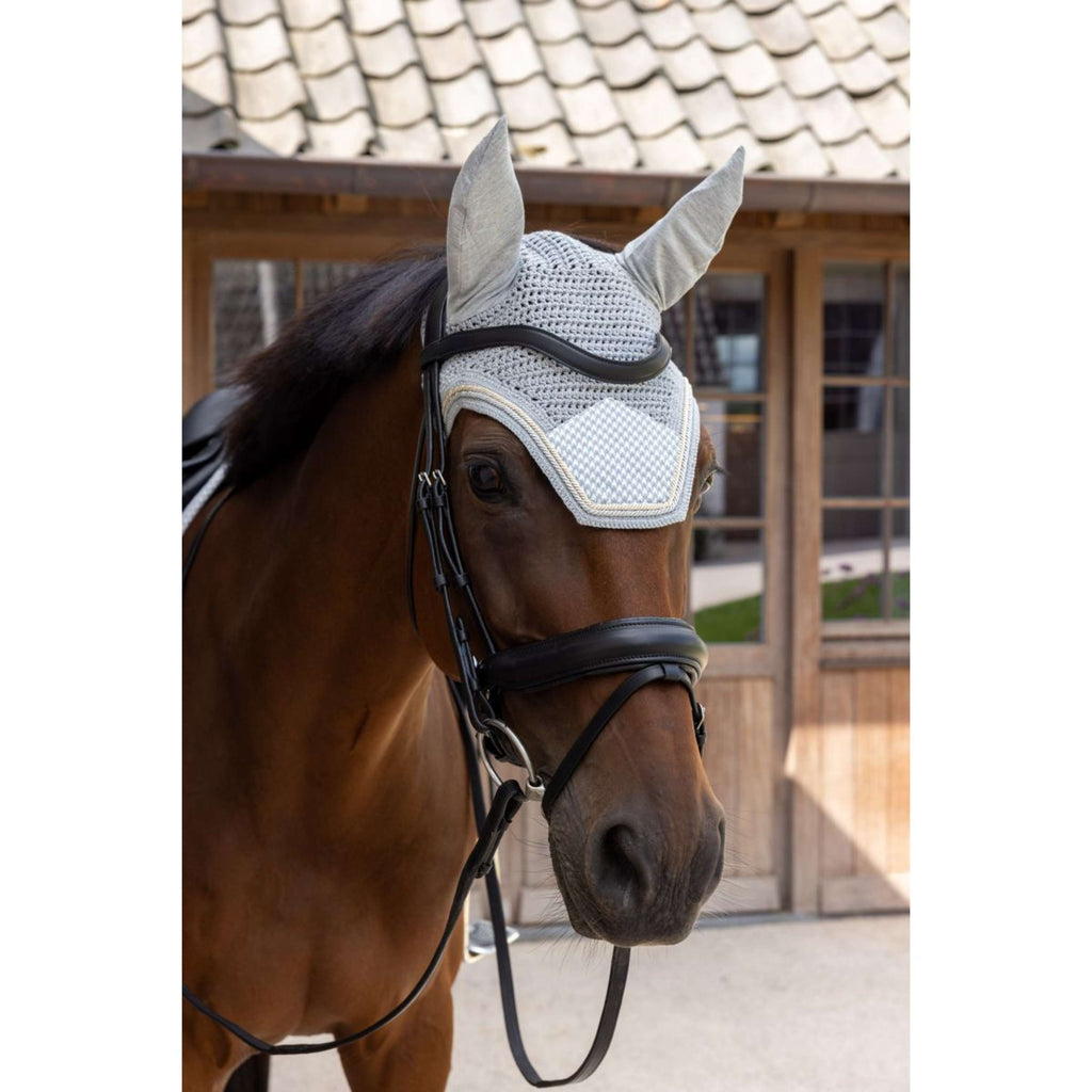 Kentucky Ear Bonnet Wellington Velvet Pied de Poule Grey/White