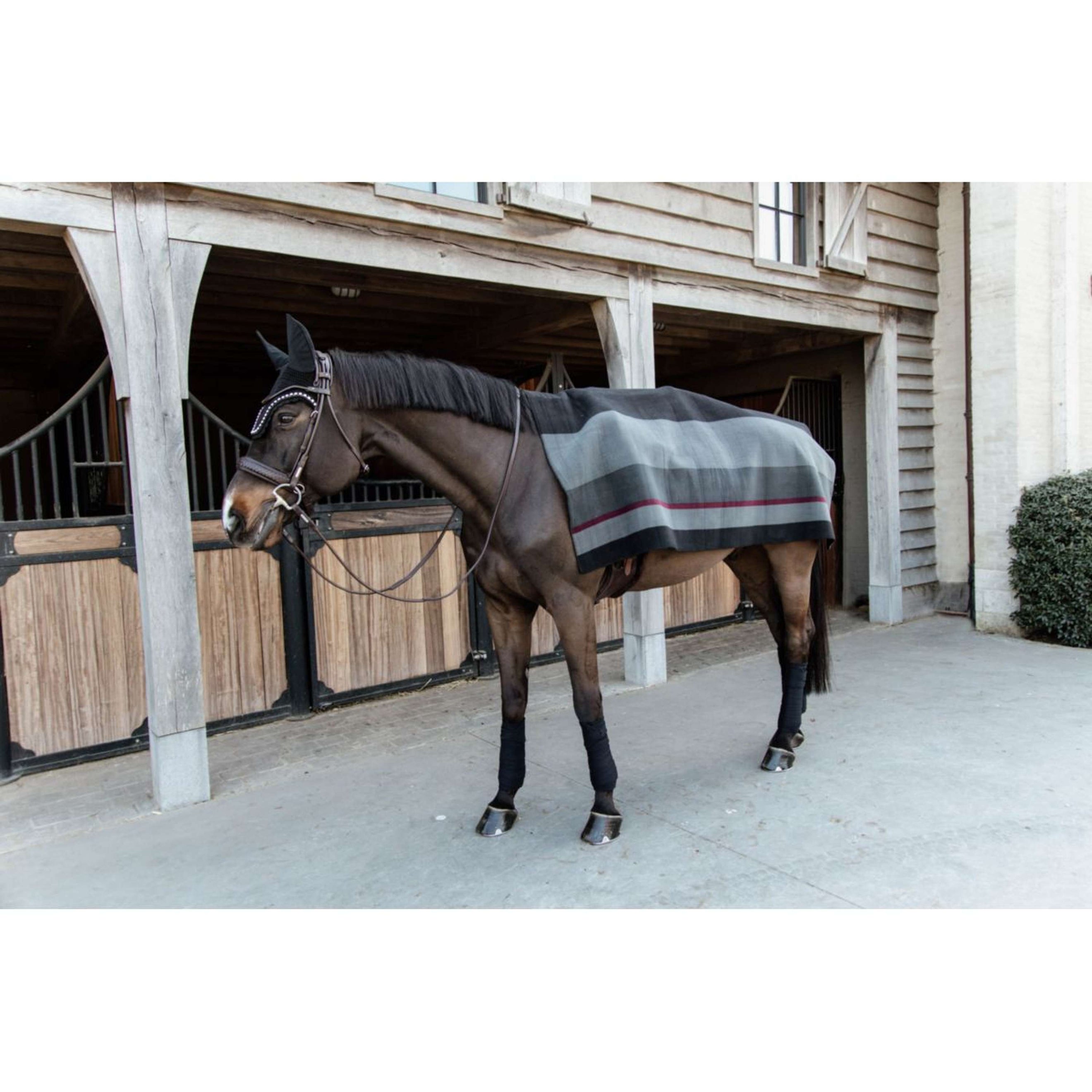 Kentucky Fleece Rug Heavy Square Stripes Black/Grey