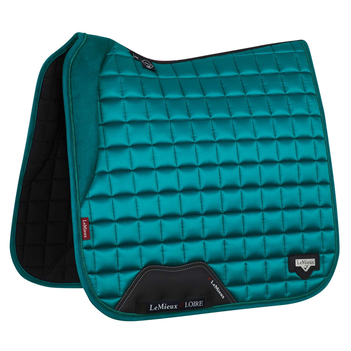 LeMieux Saddlepad Loire Memory Satin Square Dressage Peacock Green