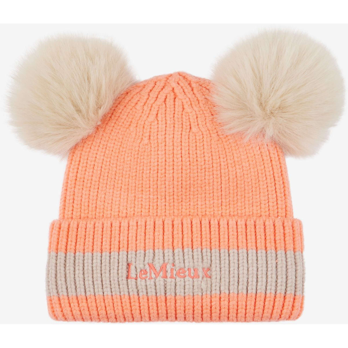 LeMieux Beanie Mini Double Pom Kids Peach Punch