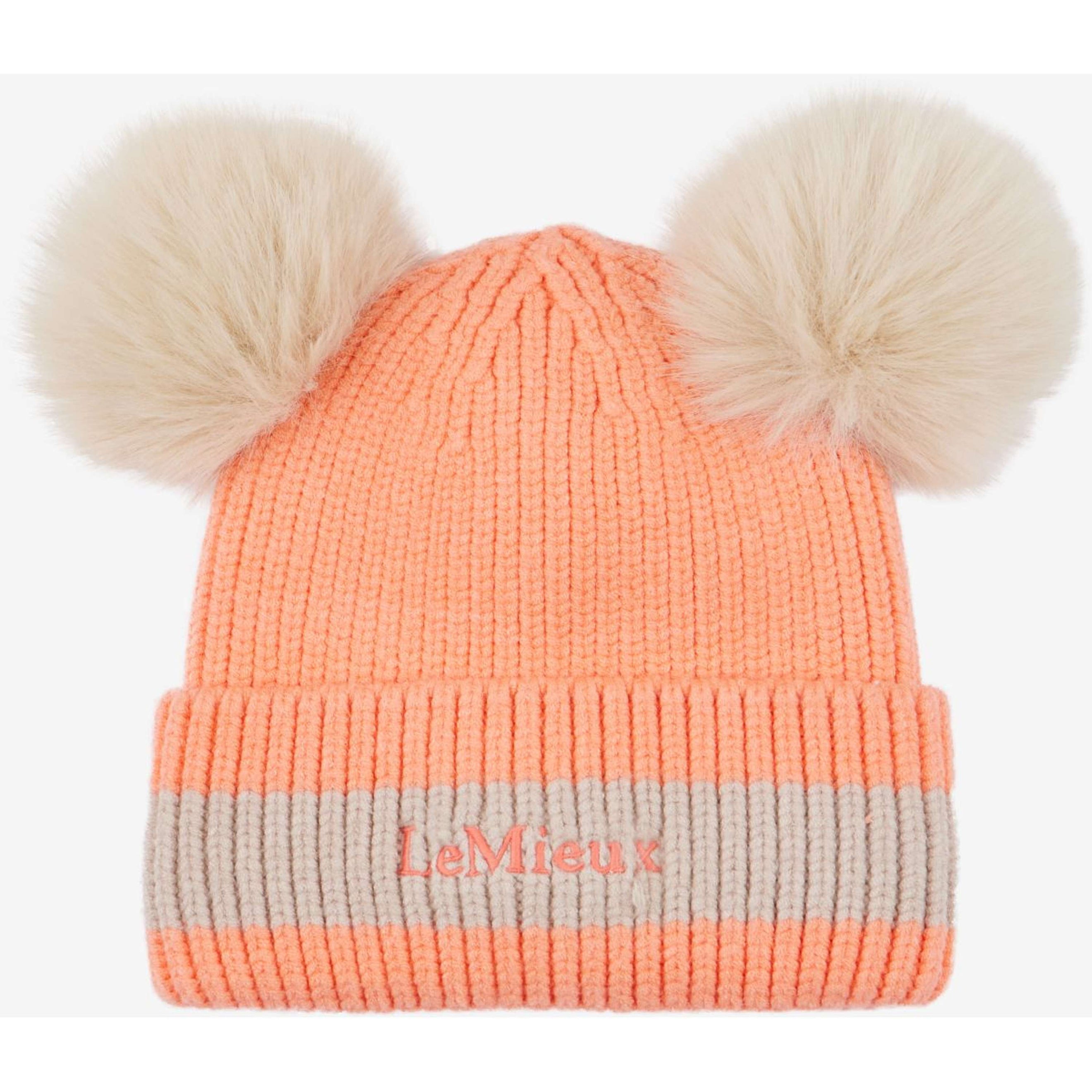 LeMieux Beanie Mini Double Pom Kids Peach Punch