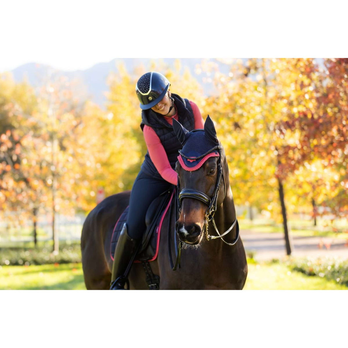 LeMieux Ear Bonnet Loire Navy/Cranberry