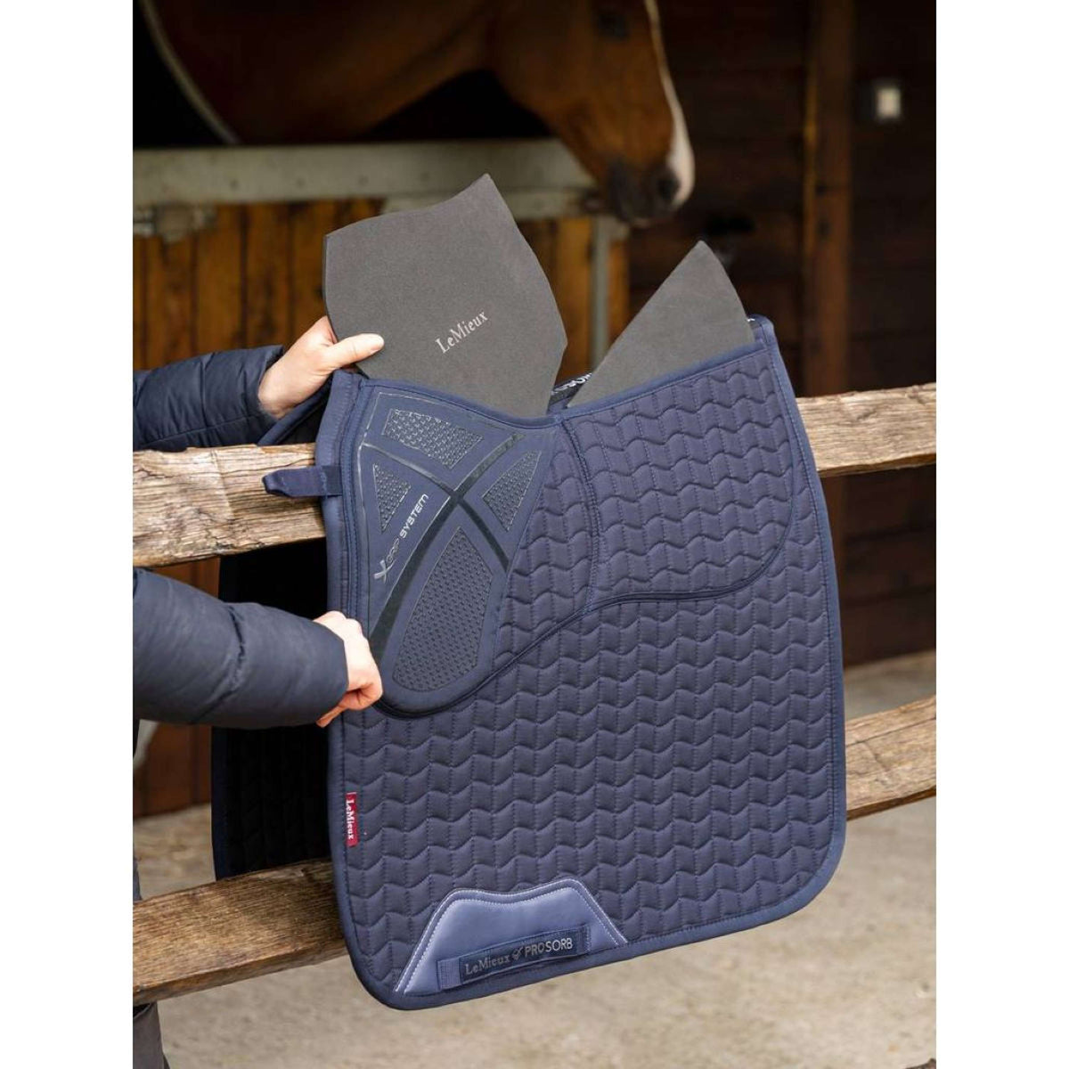 LeMieux Saddlepad Prosorb Plain 2 Pocket Dressage Navy