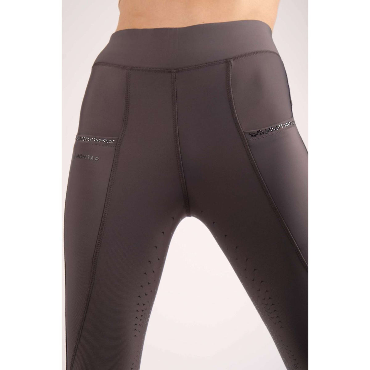 Montar Riding Legging Linnea Pull On Crystal Pocket Full Grip Grey