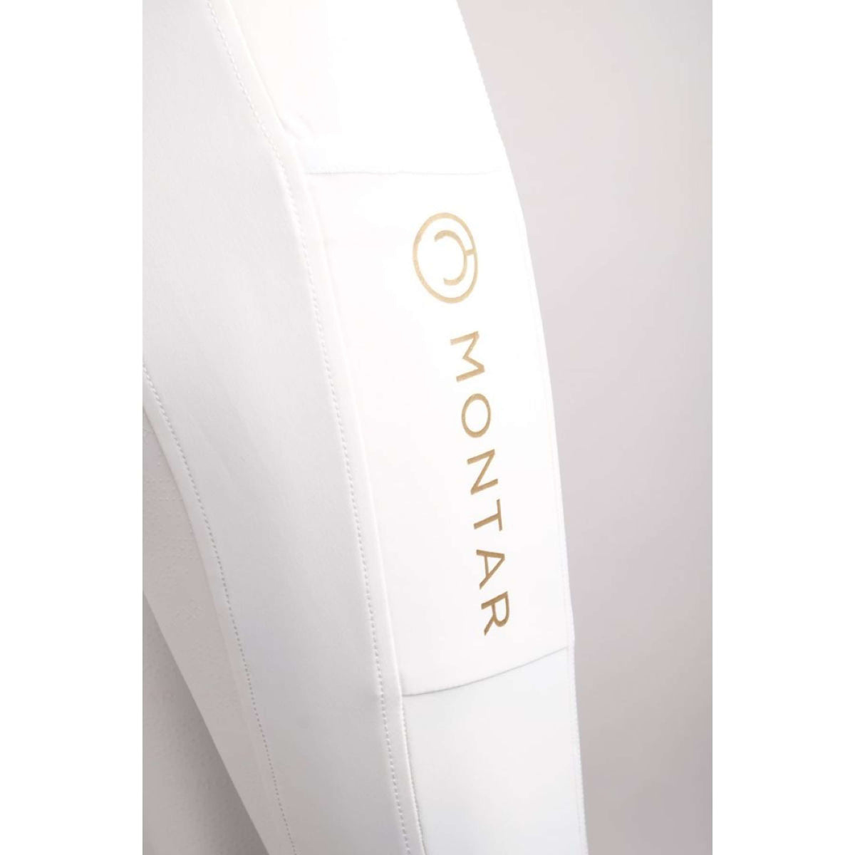 Montar Riding Legging Makayla Pull On Gold Logo Full Grip White