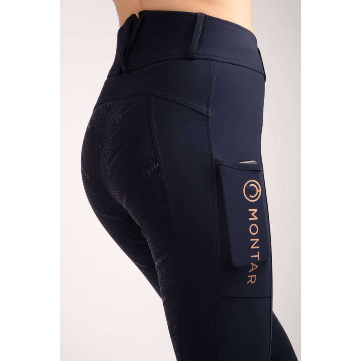 Montar Riding Legging Michelle Rosegold Logo Navy