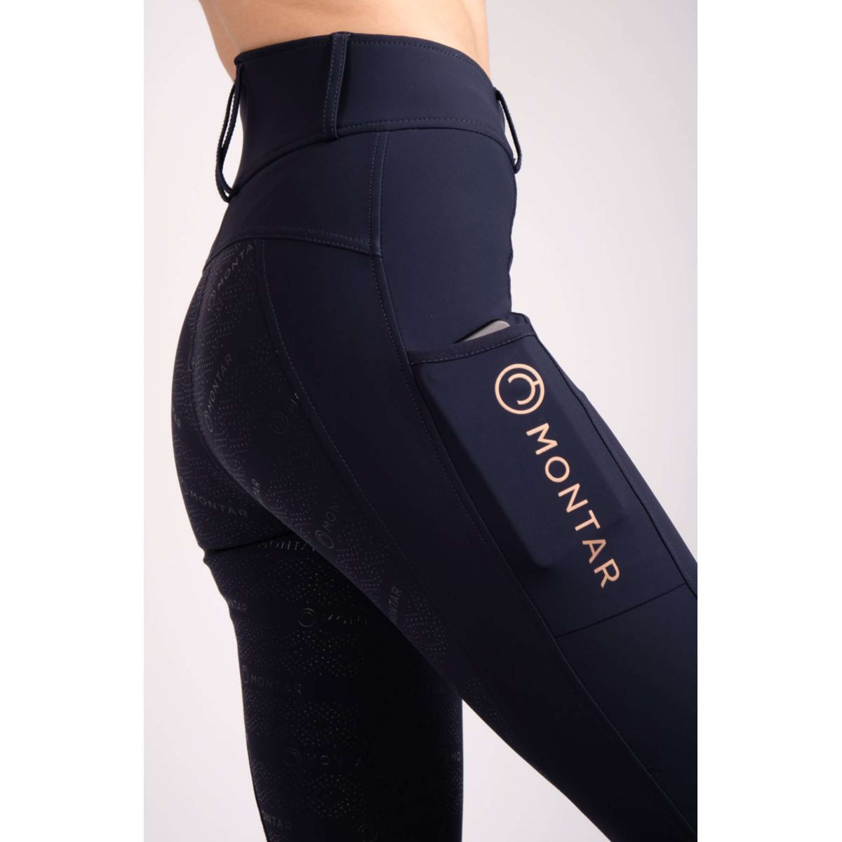 Montar Riding Legging Michelle Rosegold Logo Navy