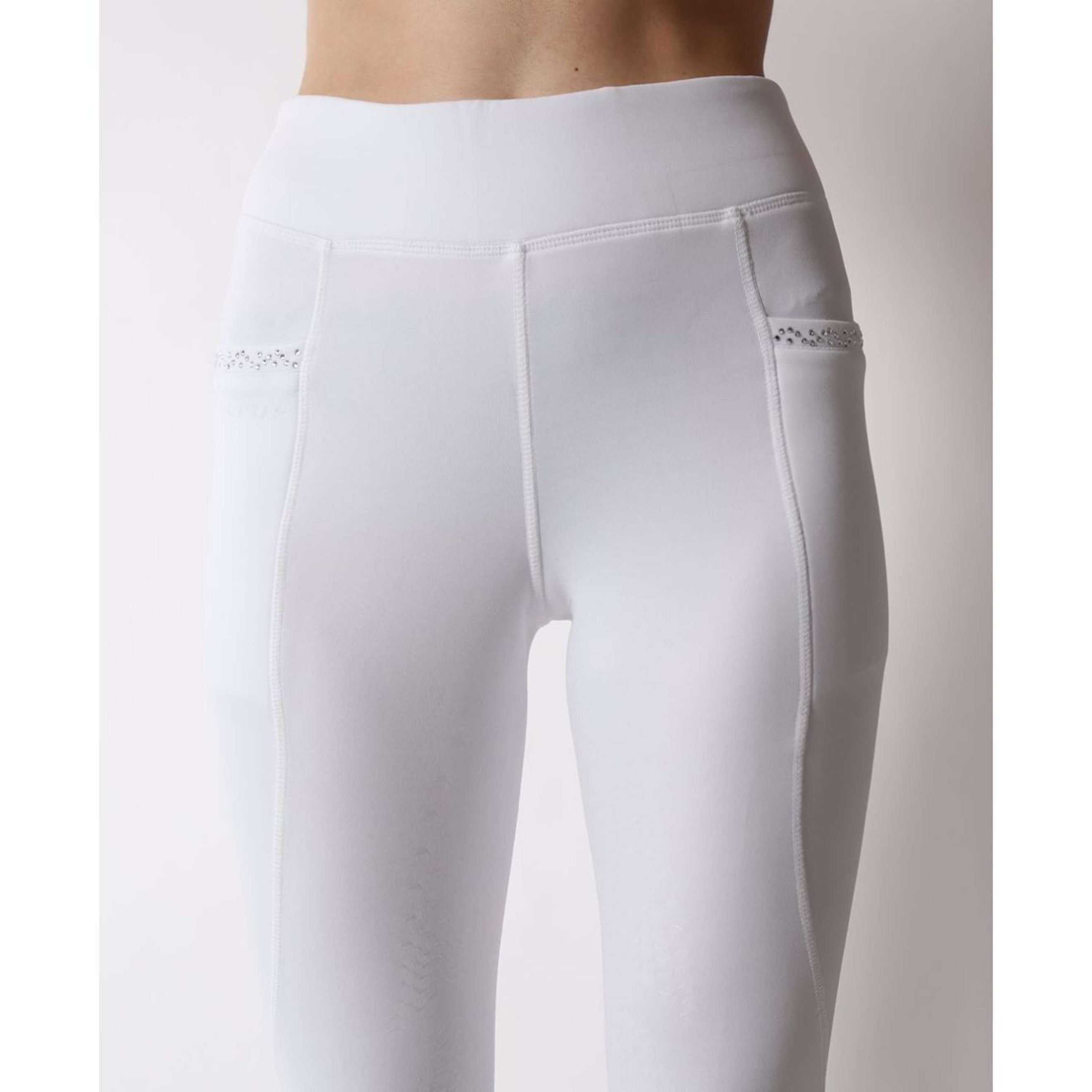 Montar Riding Legging Crystal Pull On Full Grip White