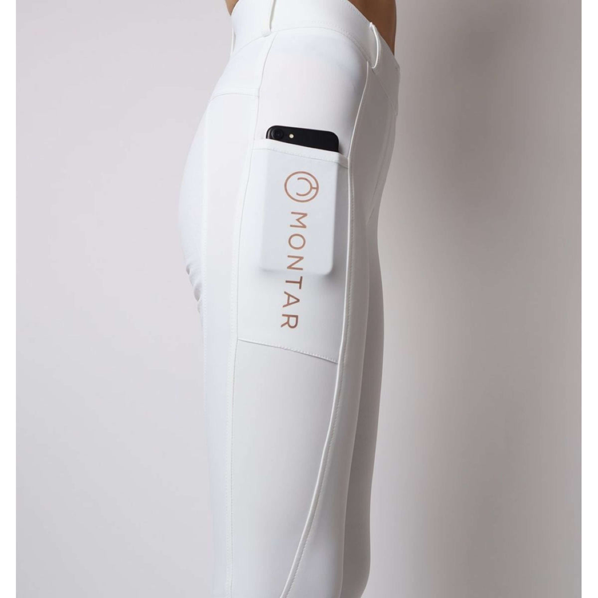 Montar Riding Legging Rosegold Logo Junior White