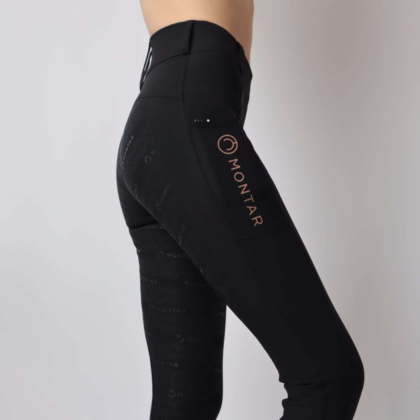 Montar Riding Legging Rosegold Logo Junior Black