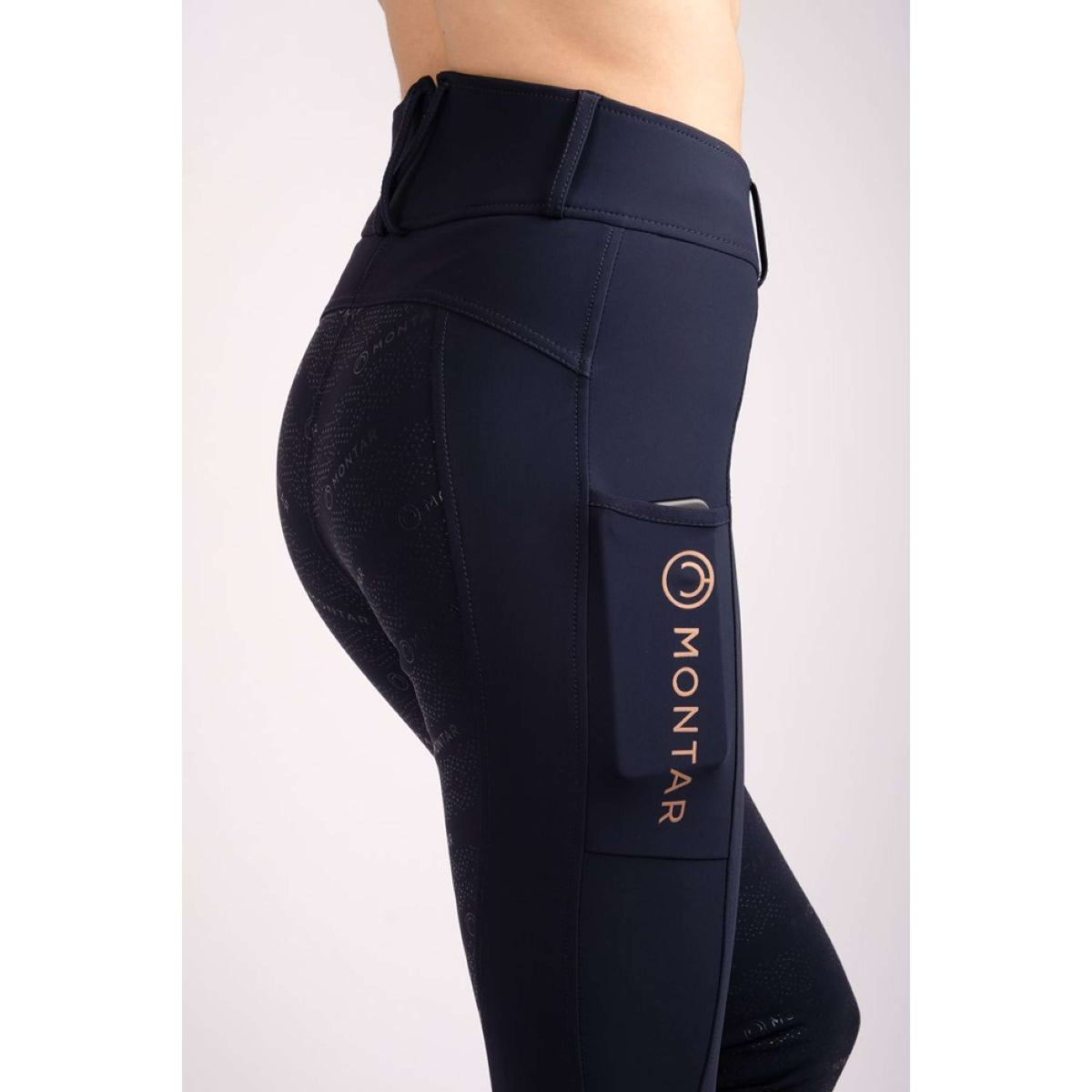 Montar Riding Legging Rosegold Logo Junior Navy