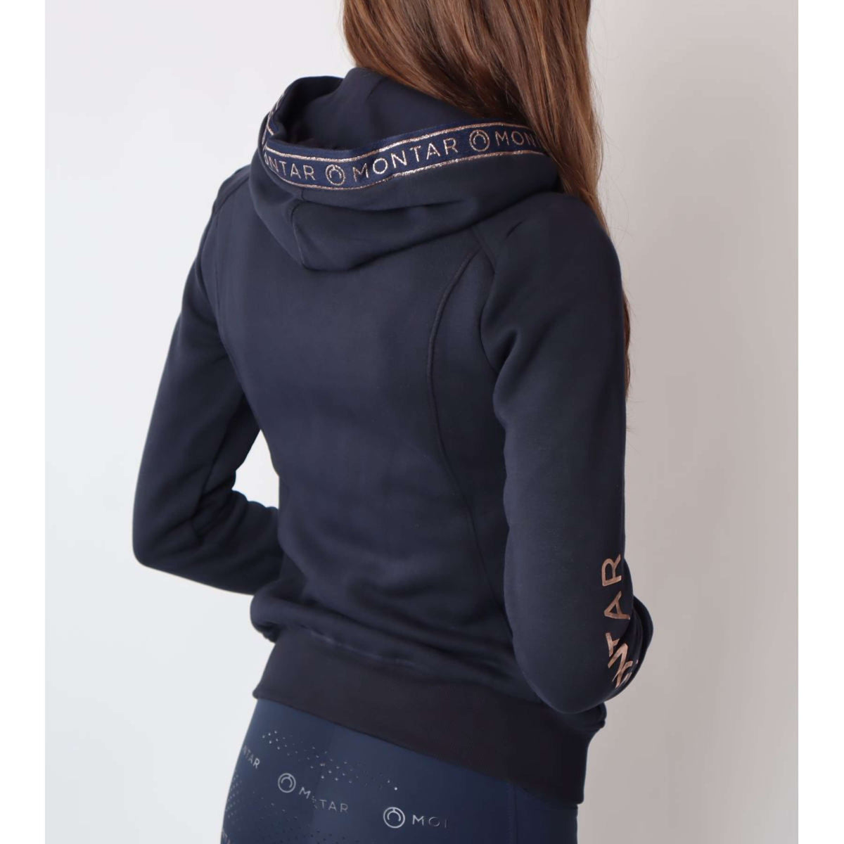 Montar Zip-Hoodie Macie Rosegold Logo Navy