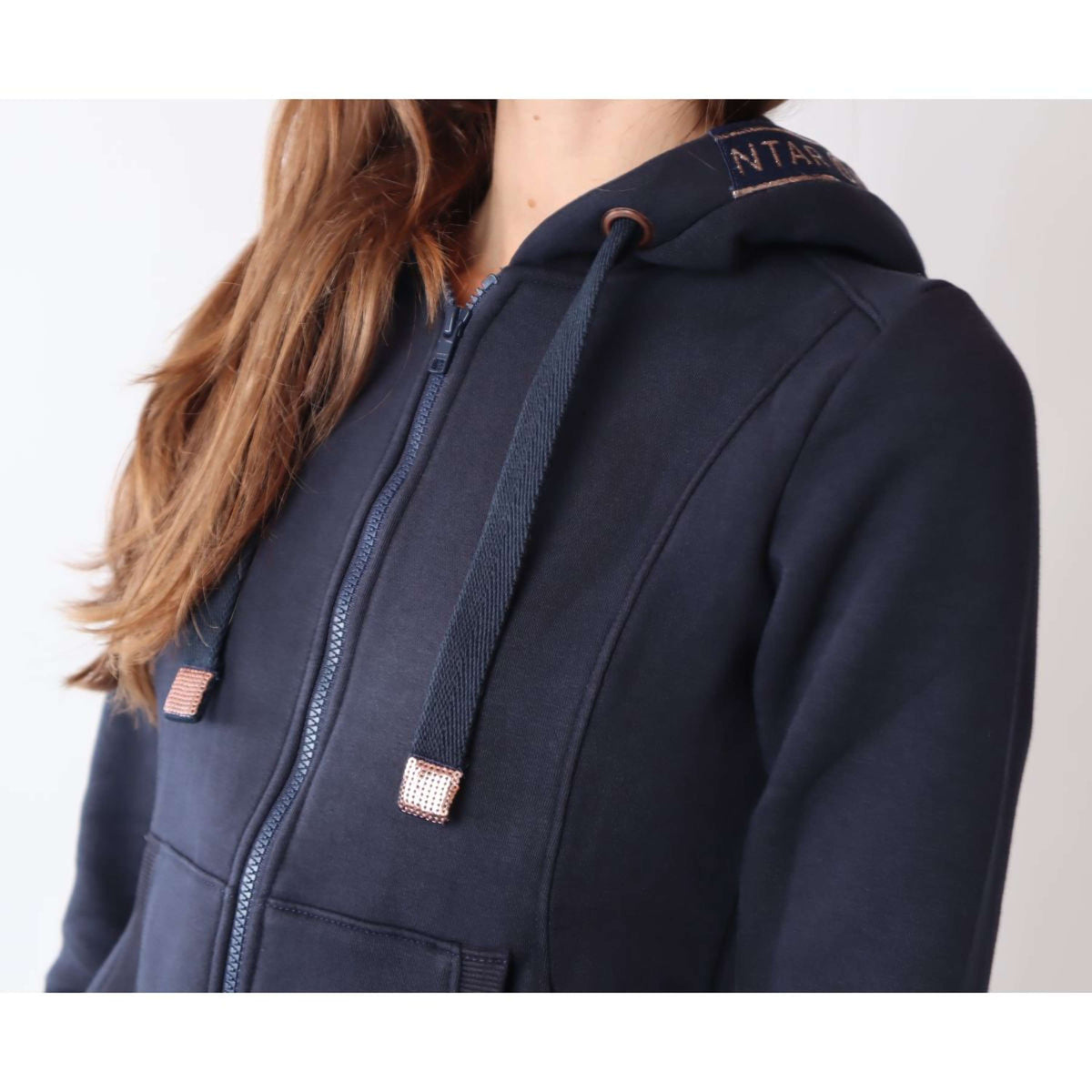 Montar Zip-Hoodie Macie Rosegold Logo Navy