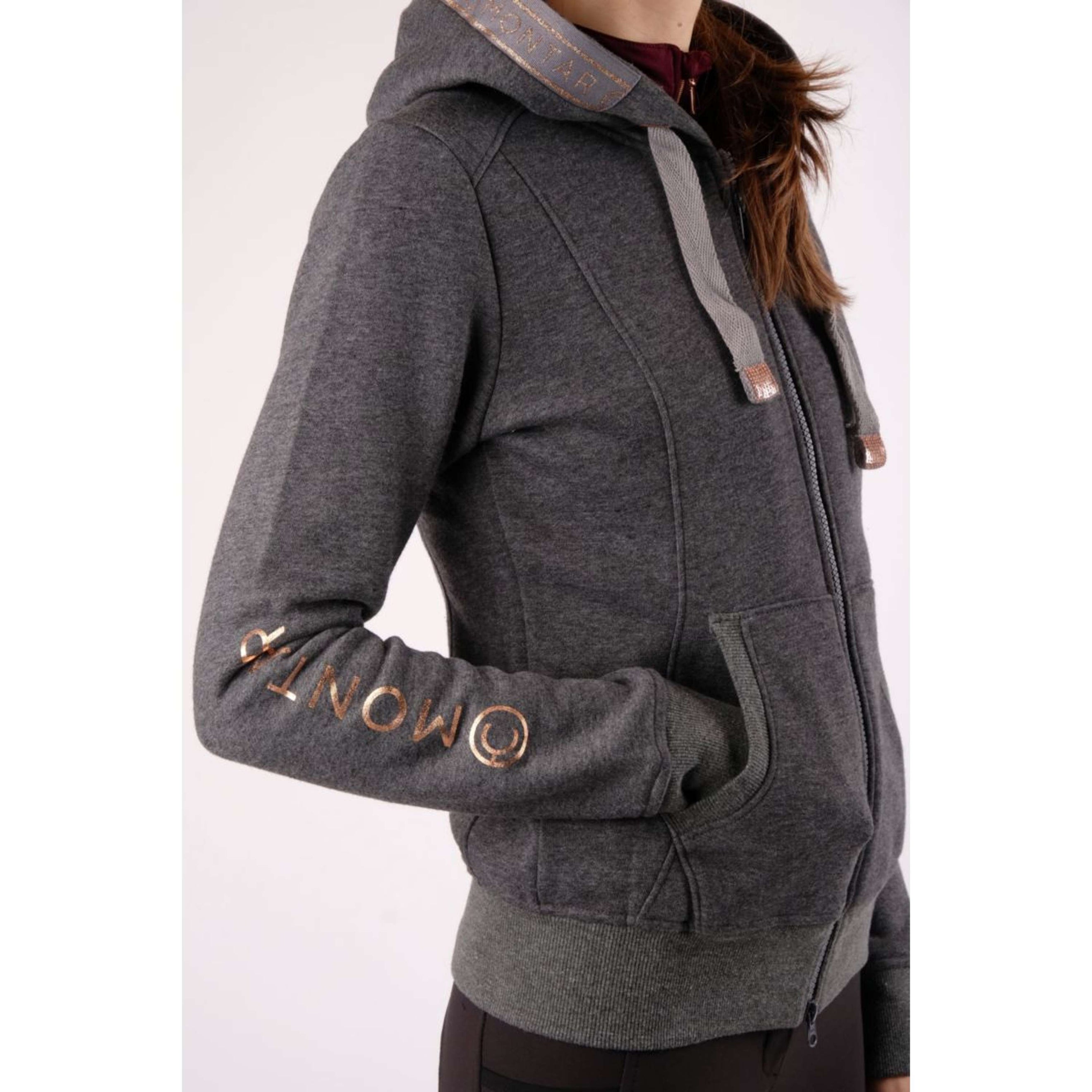 Montar Zip-Hoodie Macie Rosegold Logo Grey