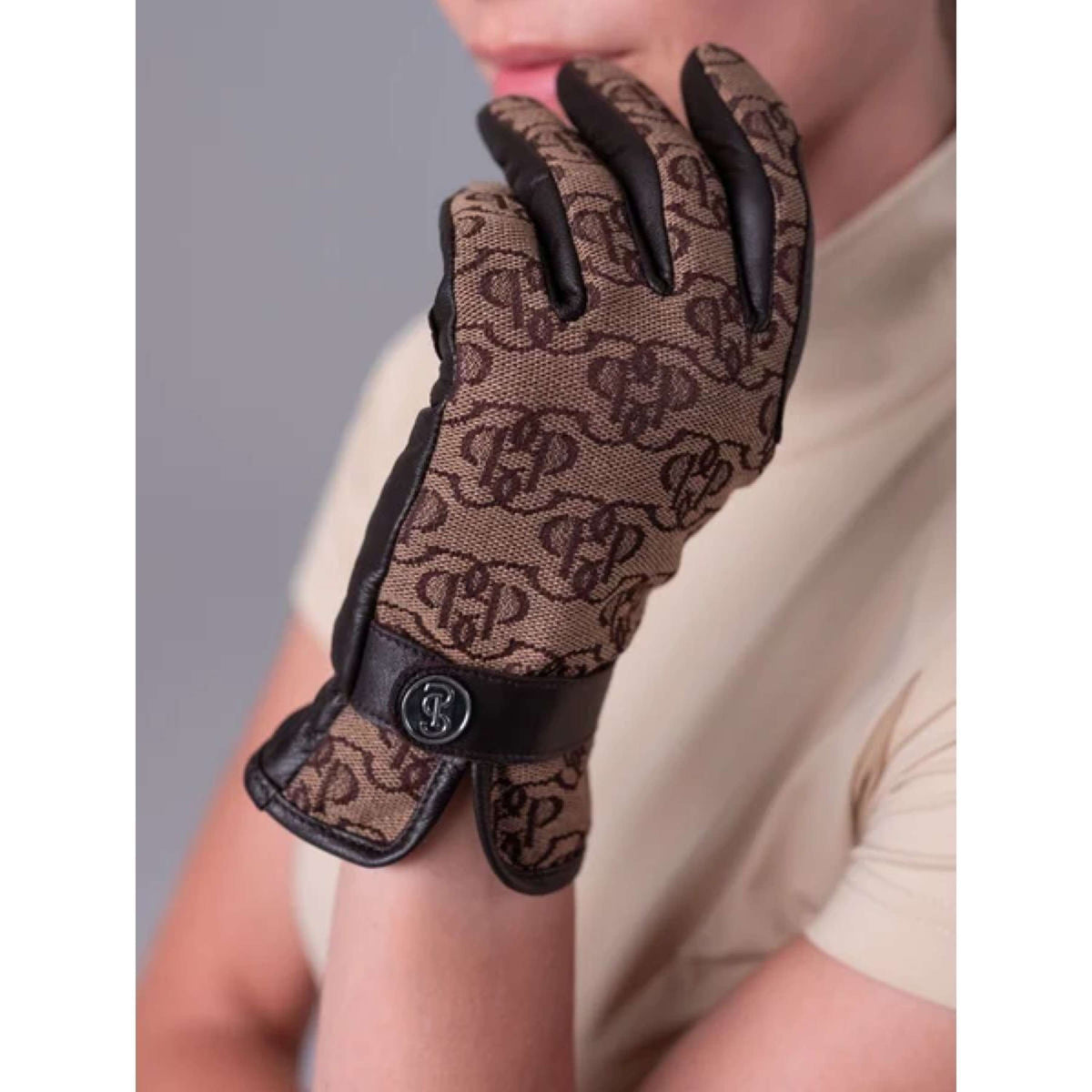 PS of Sweden Riding Gloves Monogram Leather Brown