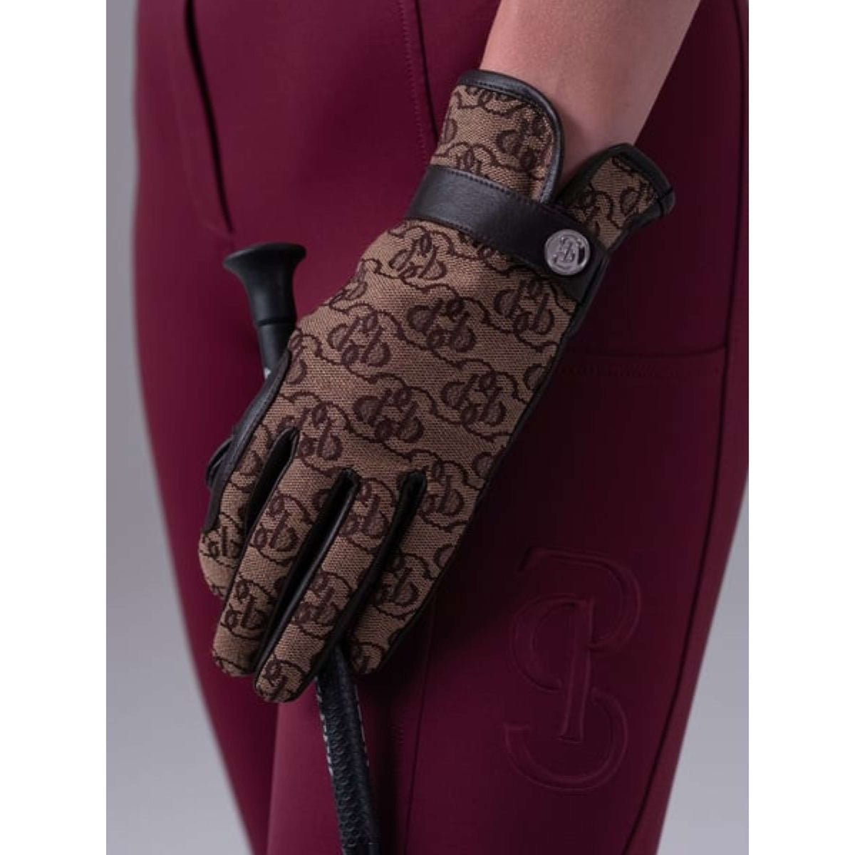 PS of Sweden Riding Gloves Monogram Leather Brown