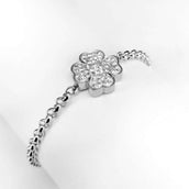 Ponytail&Co Bracalet Clover with CZ Stones Steel