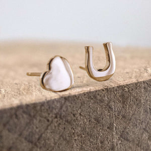 Ponytail&Co Earrings Horseshoe & Heart Rose Gold