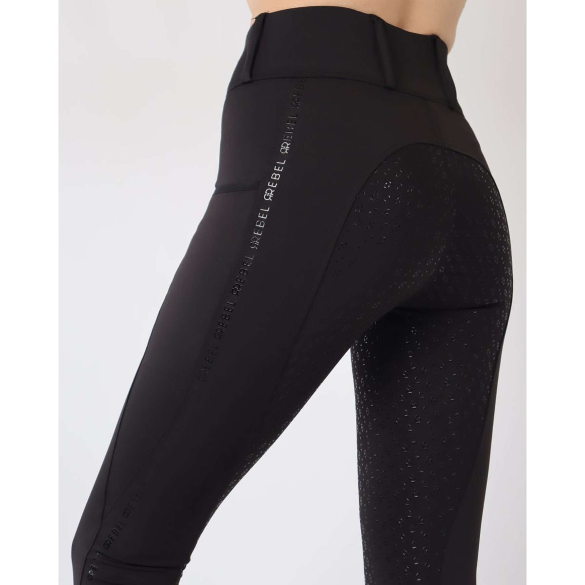 Rebel Pull On Riding Legging Tone in Tone Full grip Black