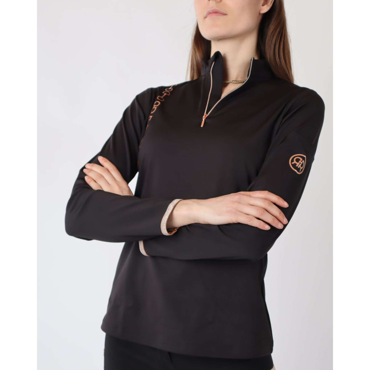 Rebel Long Sleeve Shirt Bid-Chain Rose Gold Logo Black