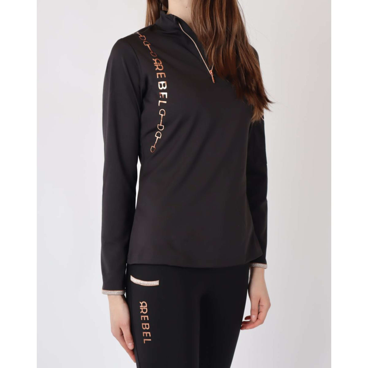 Rebel Long Sleeve Shirt Bid-Chain Rose Gold Logo Black