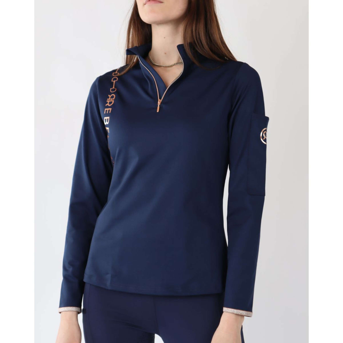 Rebel Long Sleeve Shirt Bid-Chain Rose Gold Logo Navy