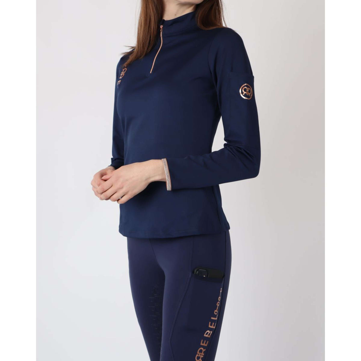 Rebel Long Sleeve Shirt Bid-Chain Rose Gold Logo Navy