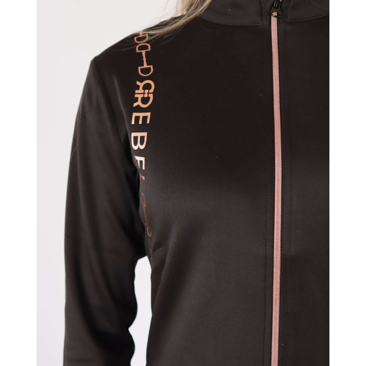 Rebel Zip-Hoodie Bid-Chain Rose Gold Logo Black