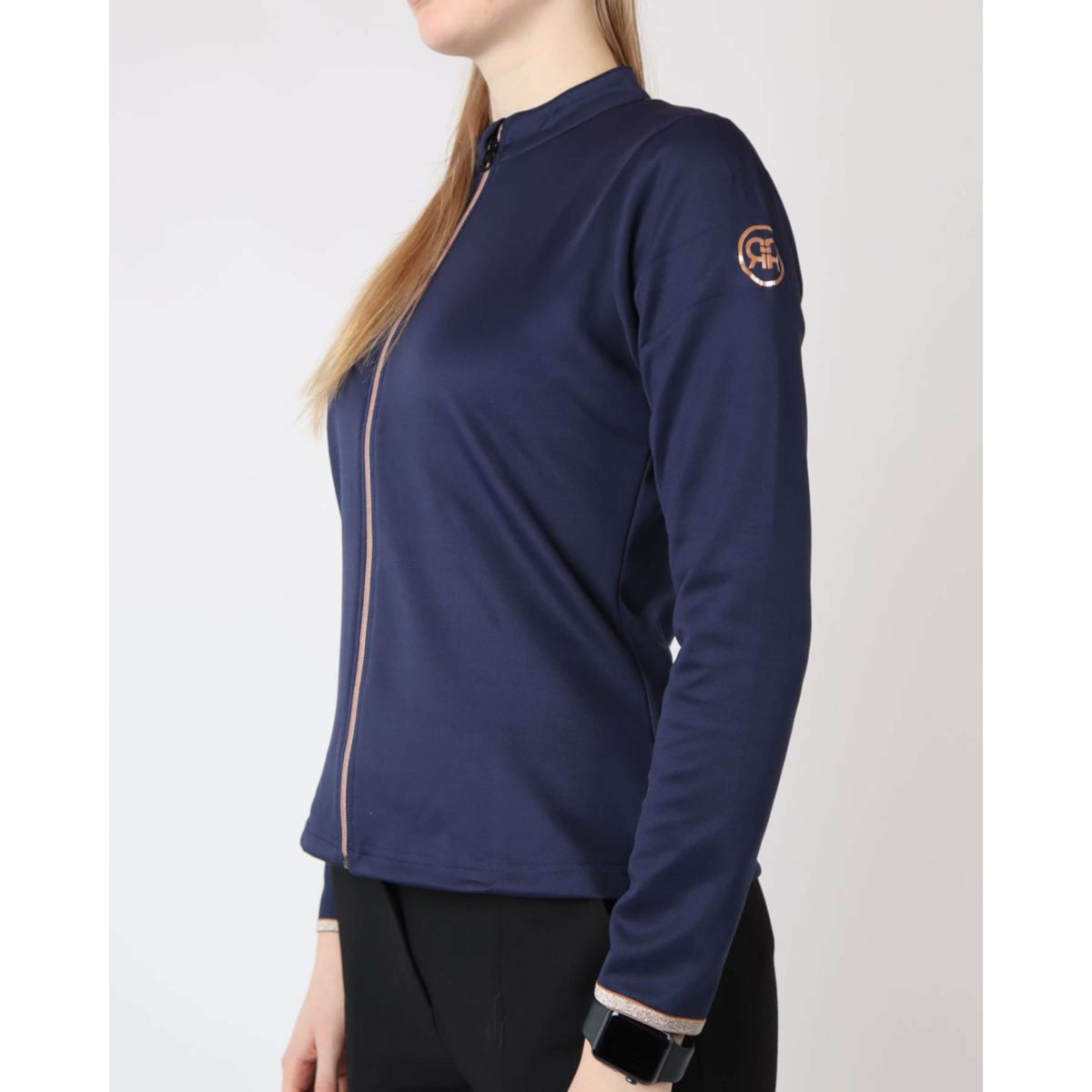 Rebel Zip-Hoodie Bid-Chain Rose Gold Logo Navy