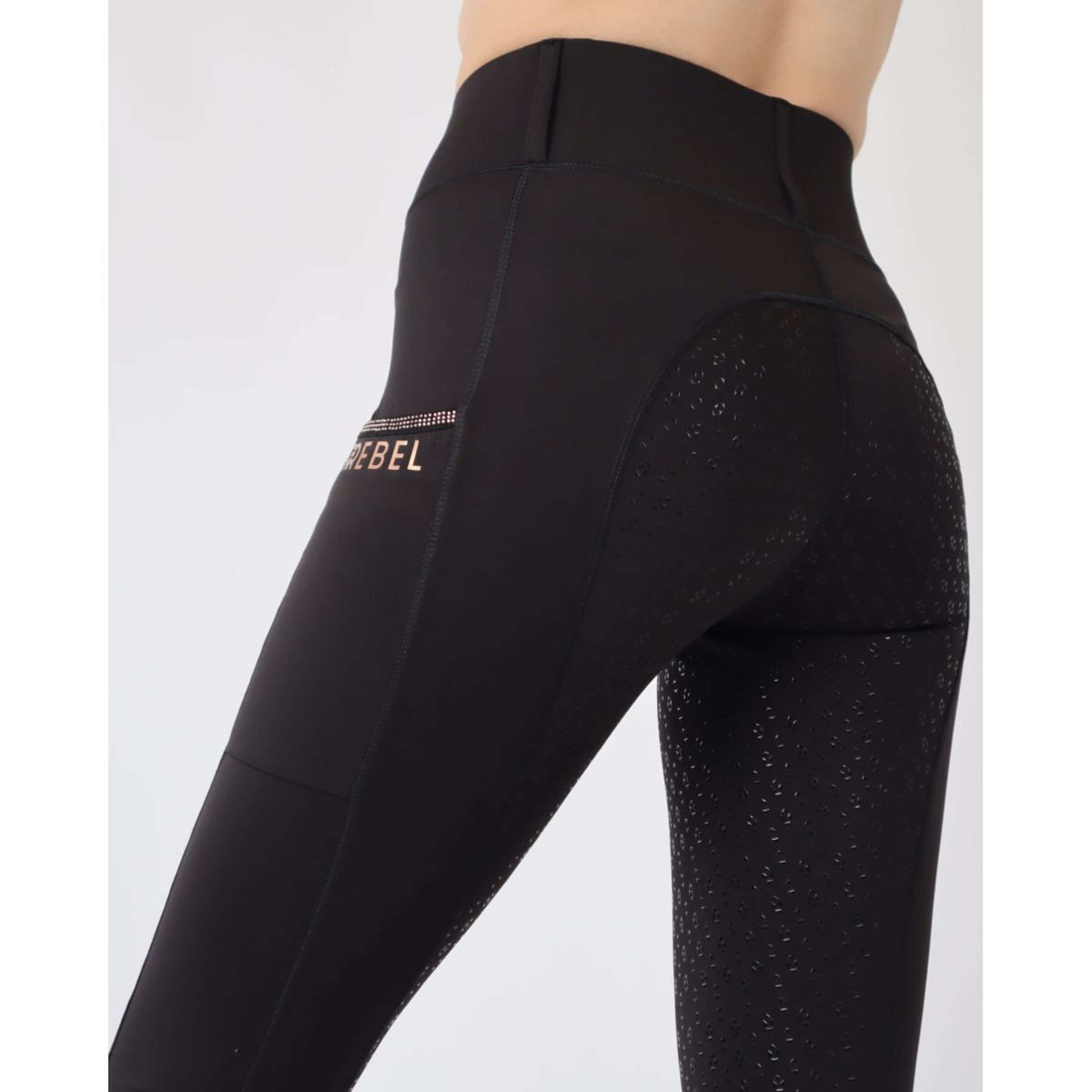 Rebel Pull On Riding Legging Crystal Full grip Black