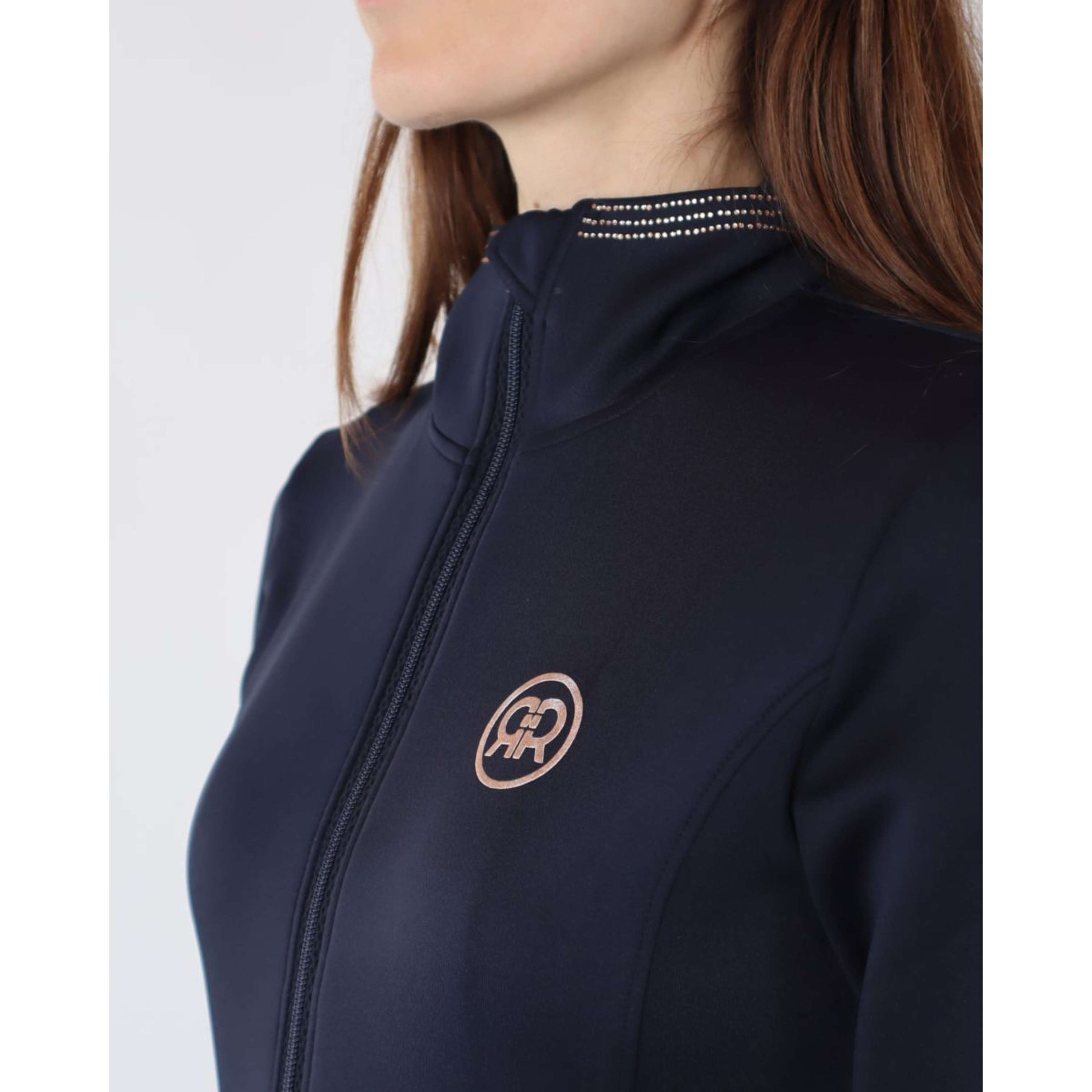 Rebel Zip-Hoodie Rose Gold Crystal Navy