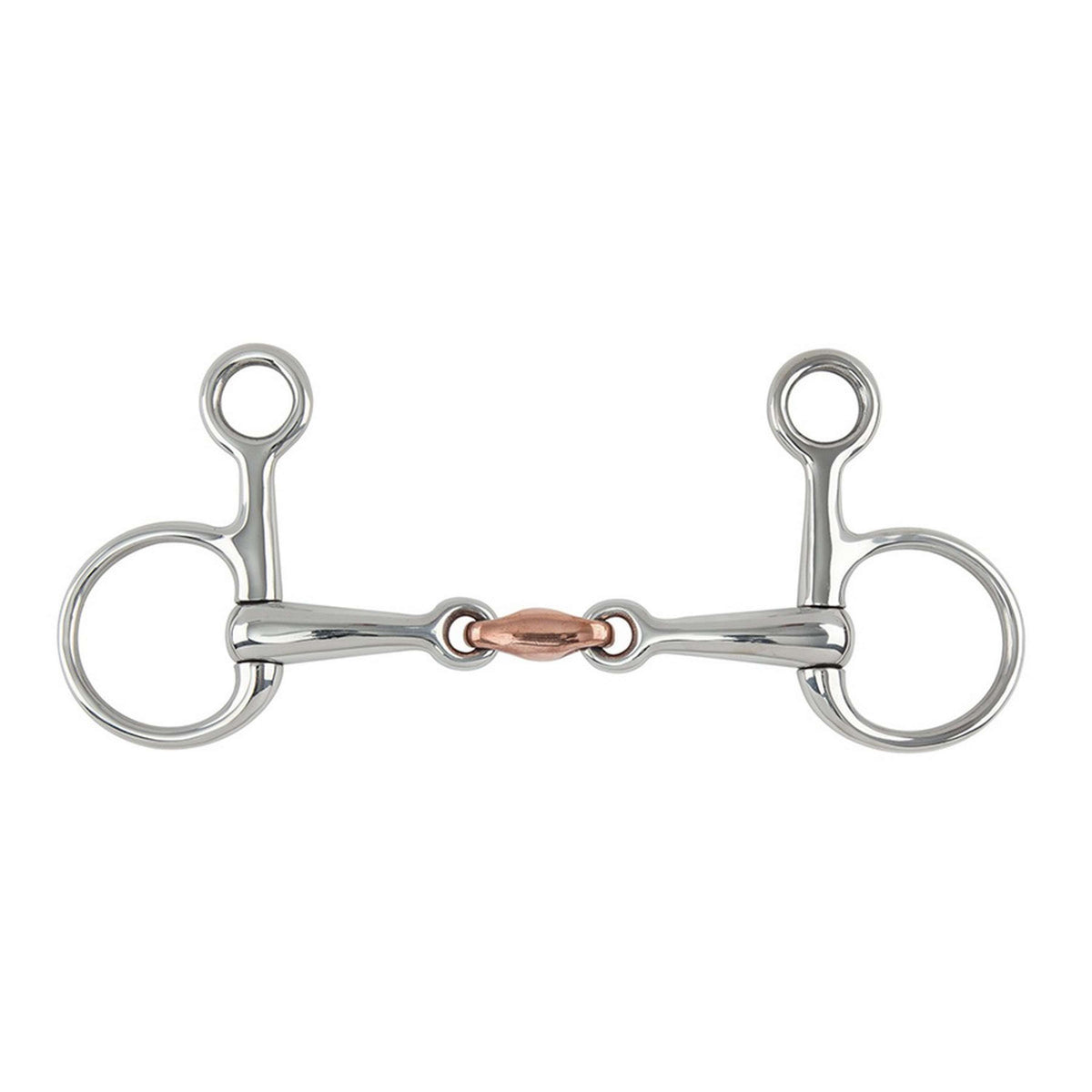 Shires Hanging Cheek Snaffle Copper Lozenge RVS