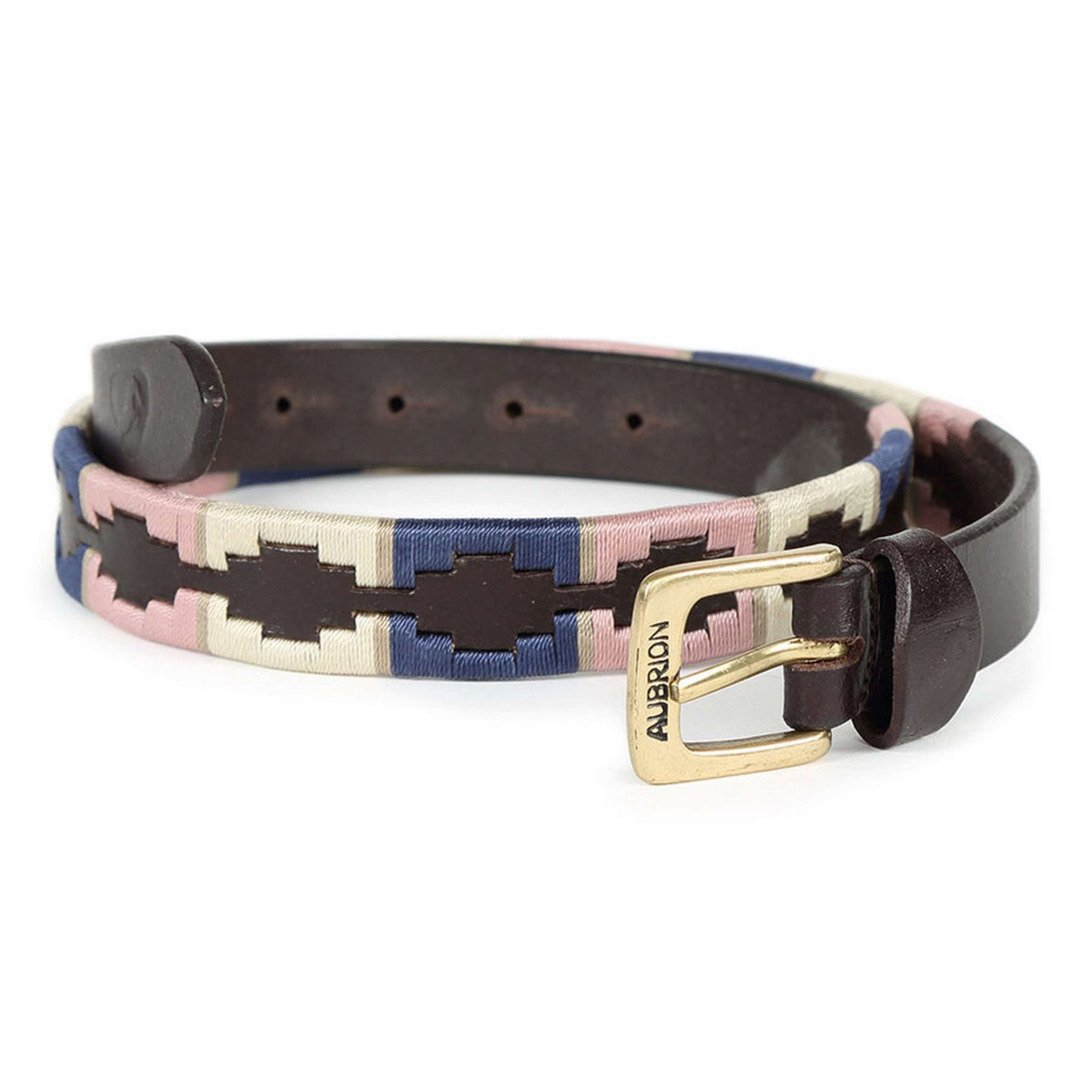 Aubrion by Shires Belt Skinny Polo Navy/Pink/Natural