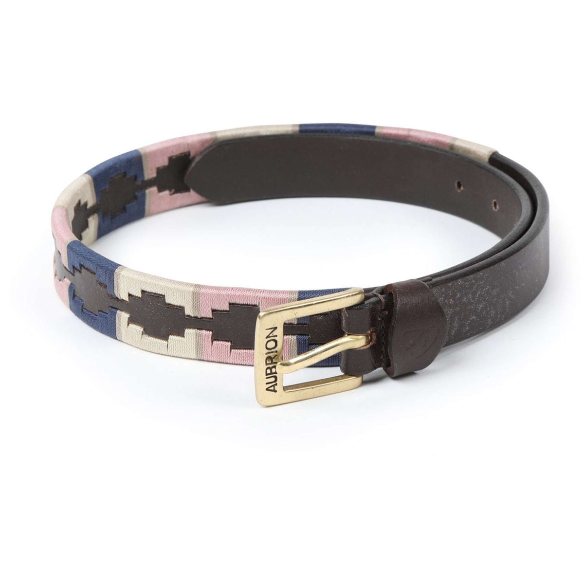 Aubrion by Shires Belt Skinny Polo Navy/Pink/Natural