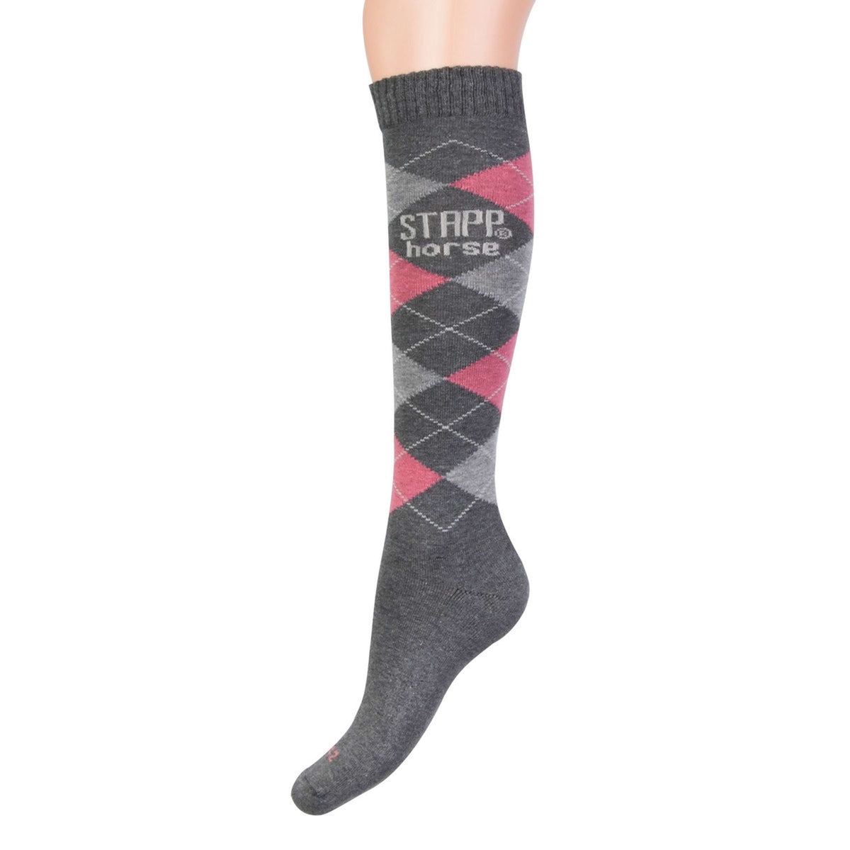 Stapp Horse Riding Socks Checkered Grey/Pink