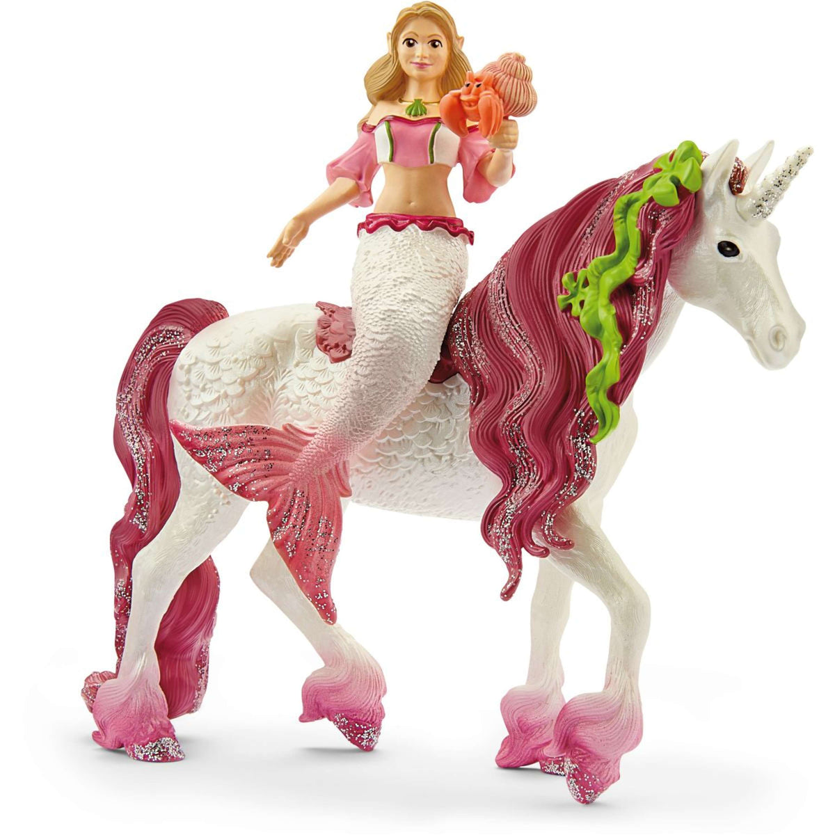 Schleich Figurine Bayala Mermaid Feya On Underwater Unicorn White/Pink