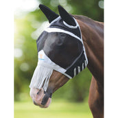 Shires Fly Mask Fine Mesh with Nose Fringe Black