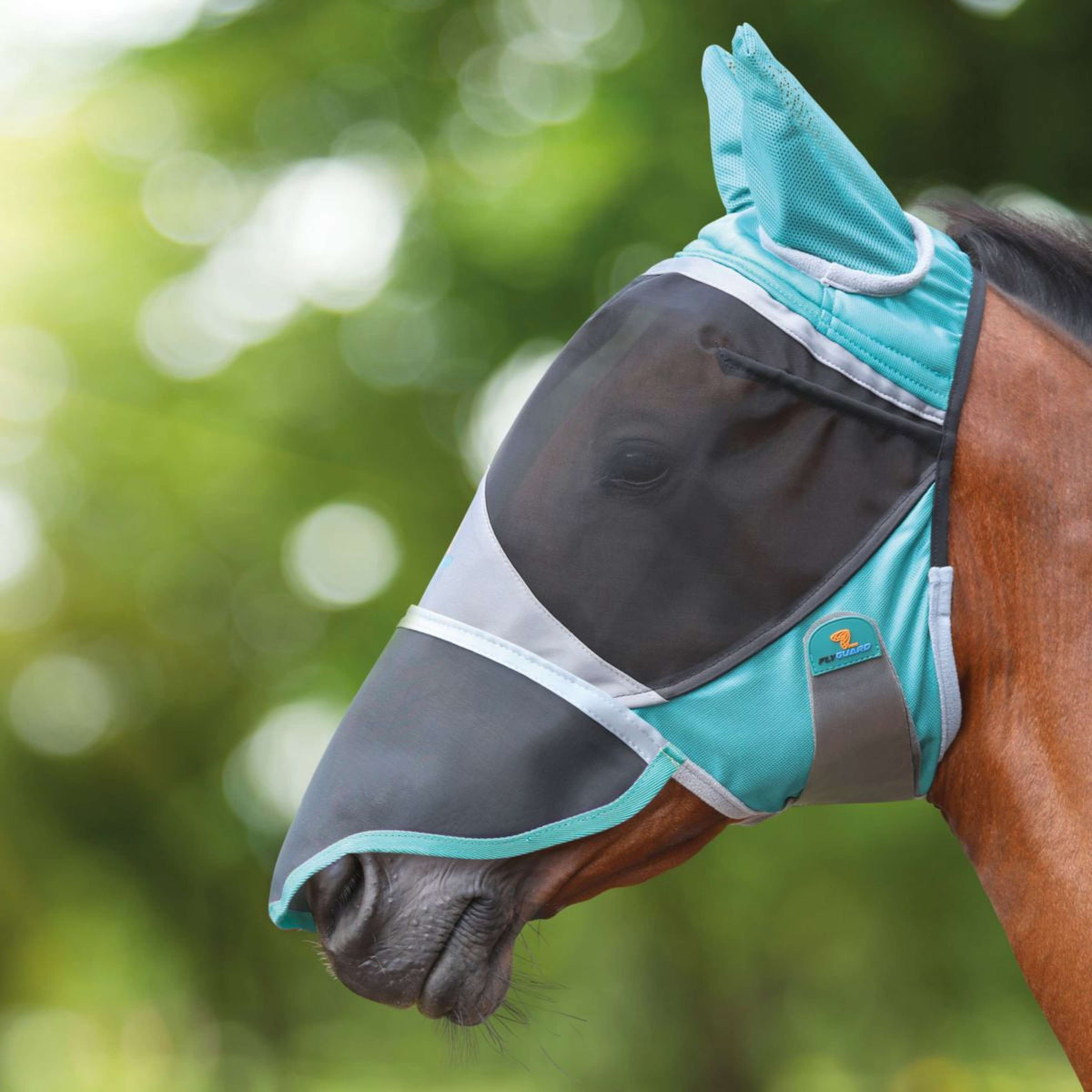 Shires Fly Mask Deluxe with Ears and Nose Green