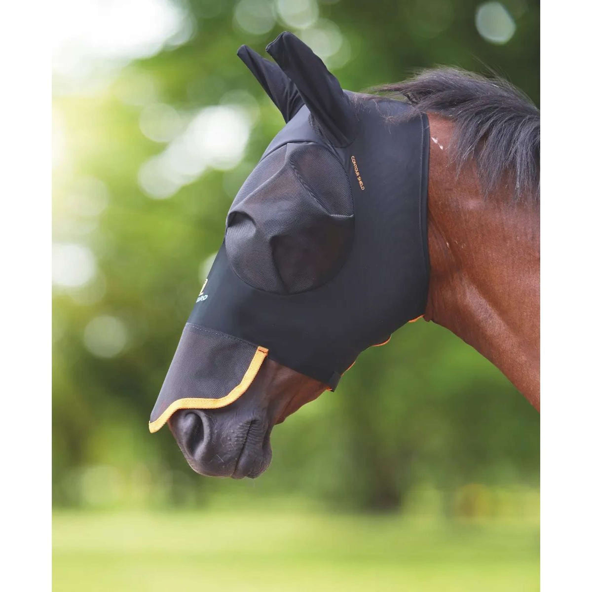 Shires Fly Mask Stretch with Nose Jet Black