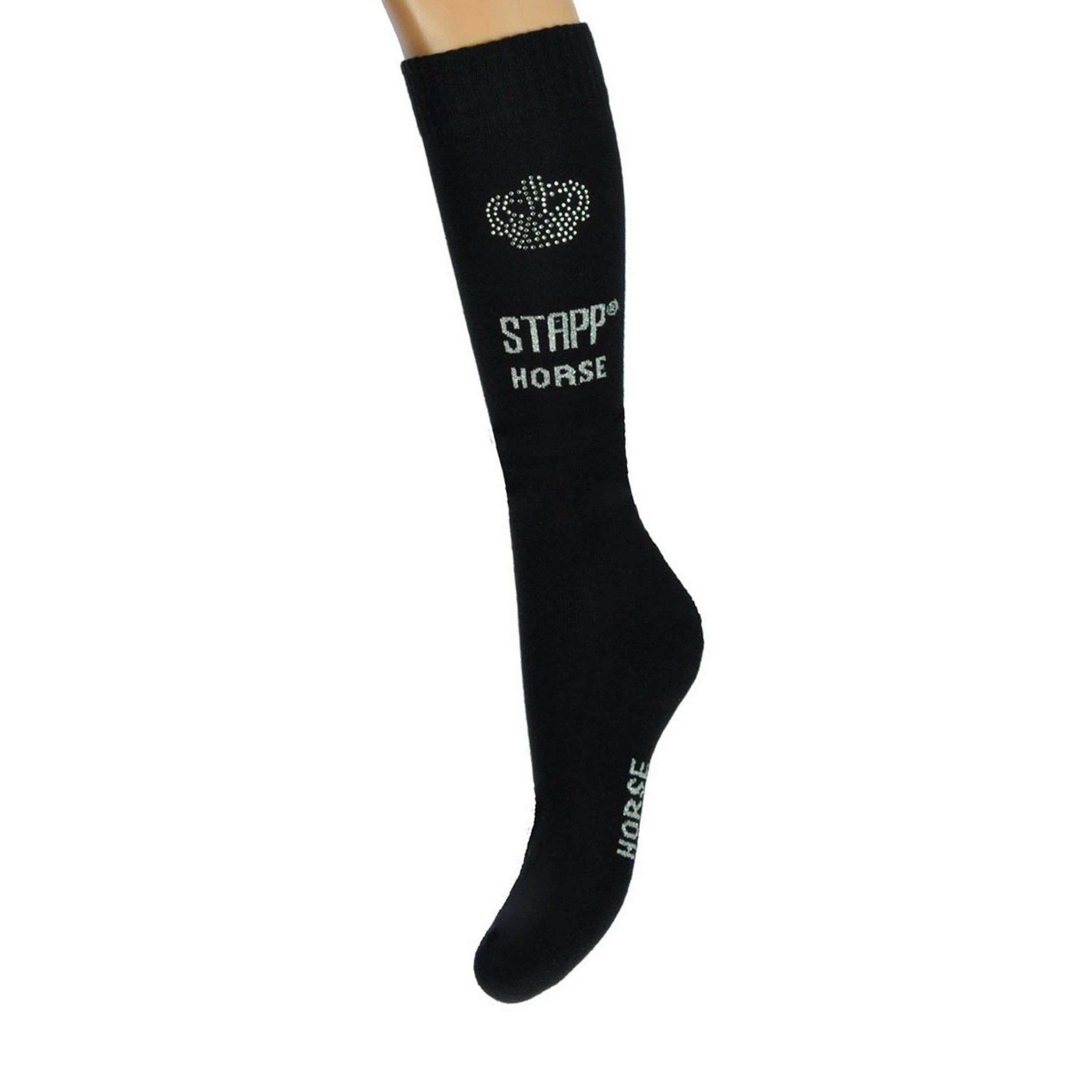 Stapp Horse Riding Socks Crown Strass Black/Strass Silver