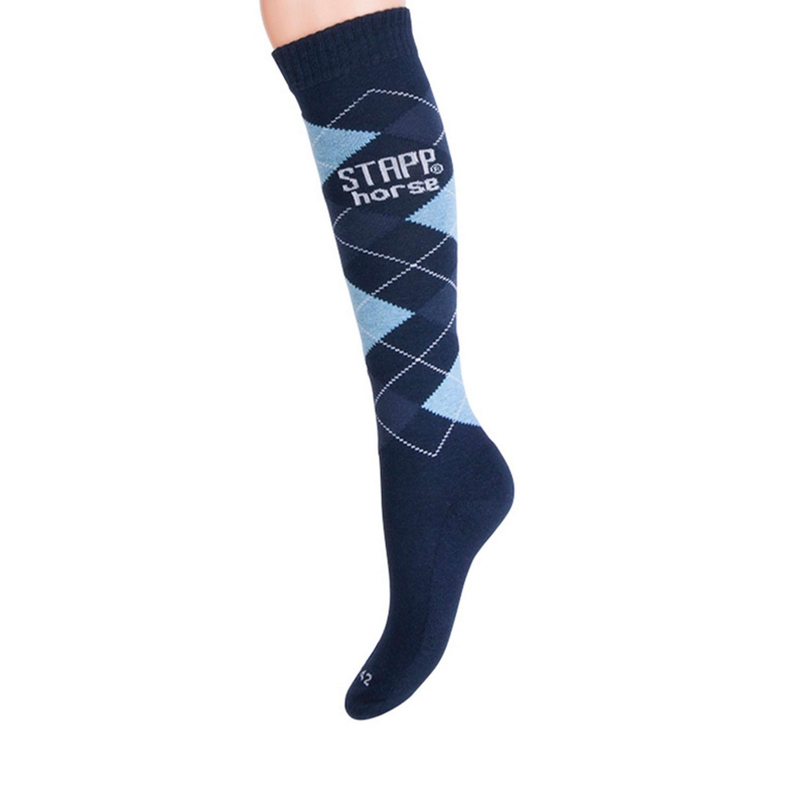 Stapp Horse Riding Socks Checkered Marine/Light Blue/Jeans