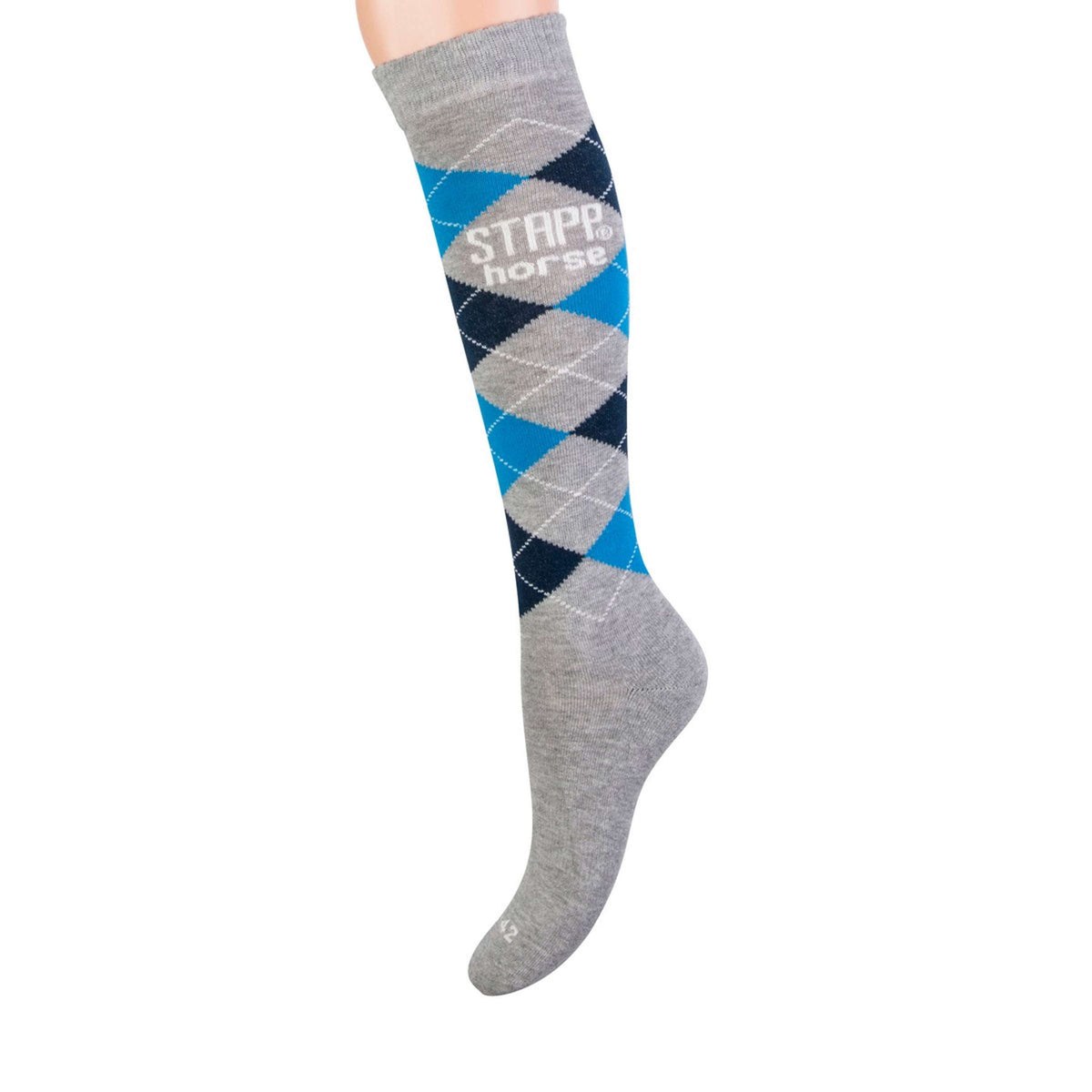 Stapp Horse Riding Socks Checkered Grey/Marine/Blue