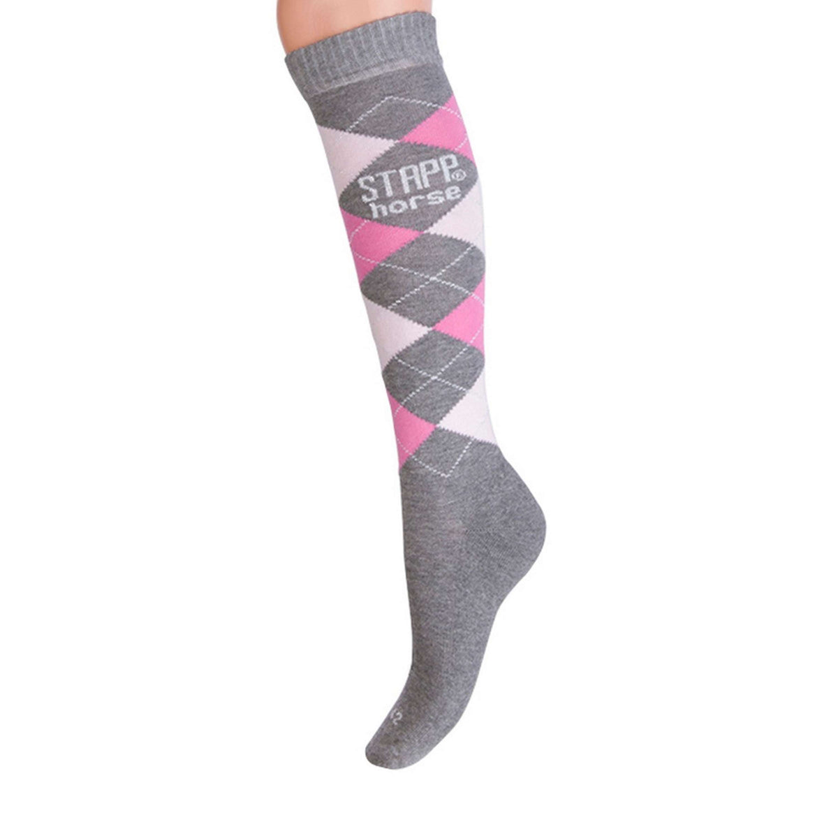 Stapp Horse Riding Socks Checkered Grey/Mid Pink/Fuchsia Lurex