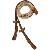 Stübben Reins Webband with Stoppers Tobacco/Messing