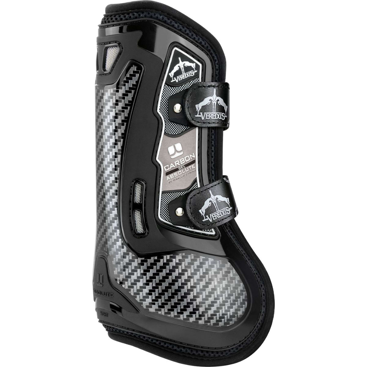 Veredus Tendon Boots Carbon Gel Absolute Velcro Straps Front Black