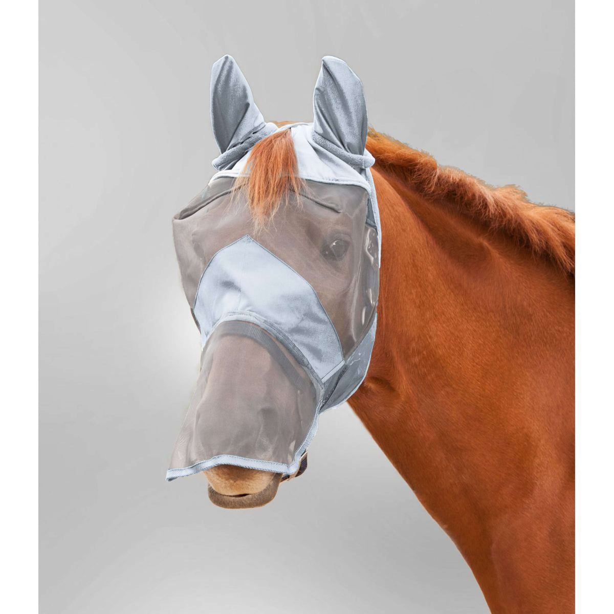 Waldhausen Fly Mask Premium with Ears and Nose Silver Grey