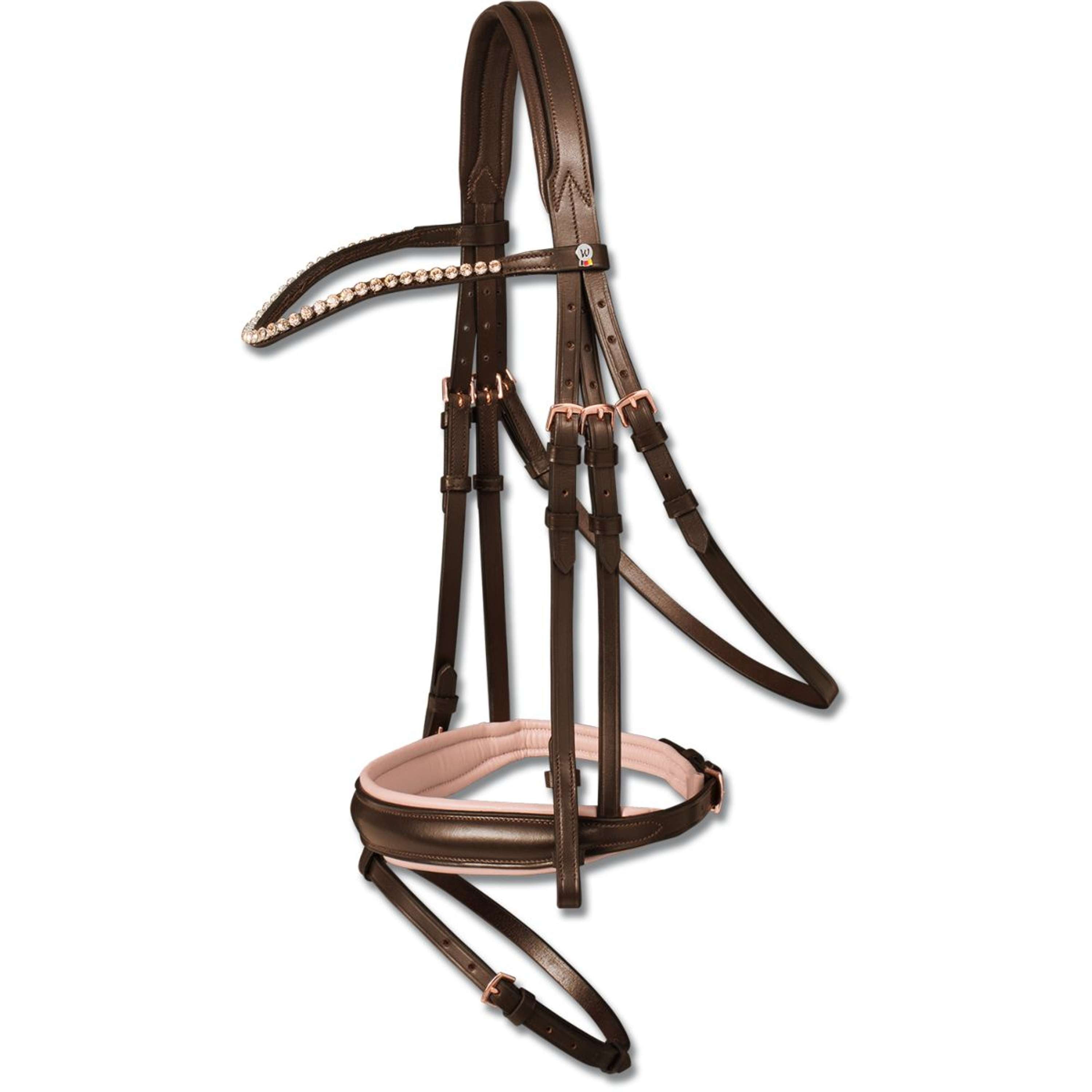 Waldhausen Testiera Combinata GOLDHEART Per Cavallo – Morbida Imbottitura, Forma Anatomica, Raccordi In Ottone, Colore Nero, Taglia VB