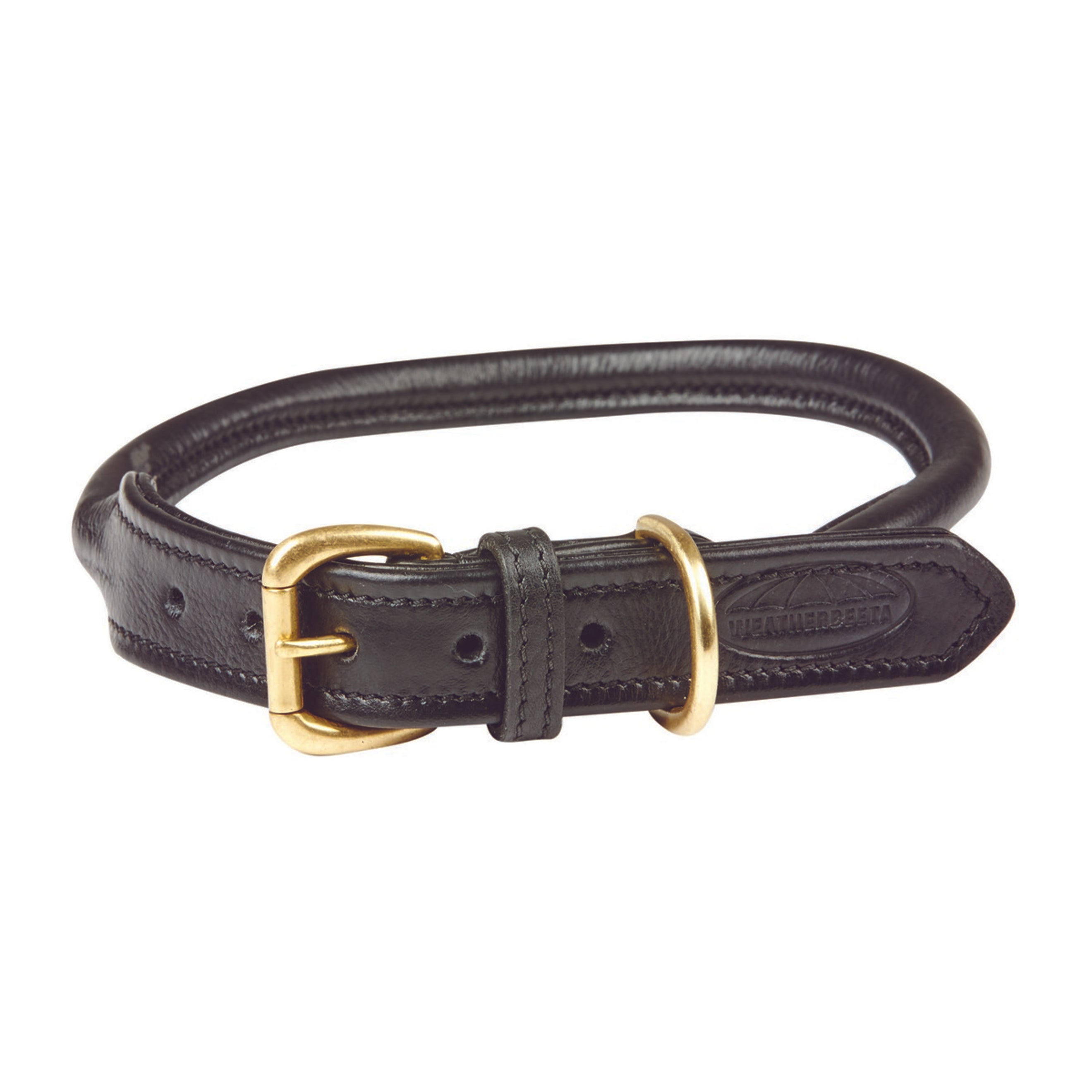 WeatherBeeta Dog Collar Rolled Leather Black WeatherBeeta Dog Collar Rolled Leather Black